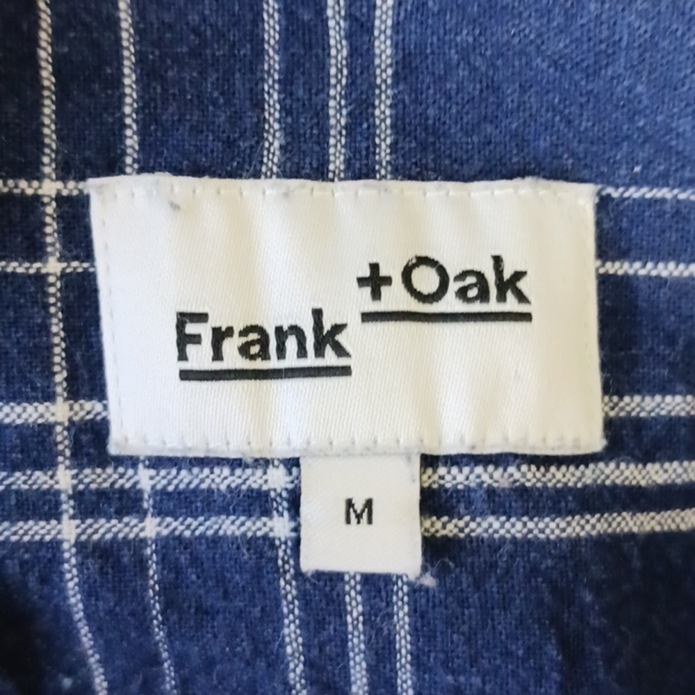 Frank and Oak Blue White Plaid Button Down Cotton Linen Top, Size M - Picture 7 of 9